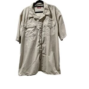 Wrangler Premium Quality Beige Short Sleeve Button Up Shirt Men's‎ 2XT